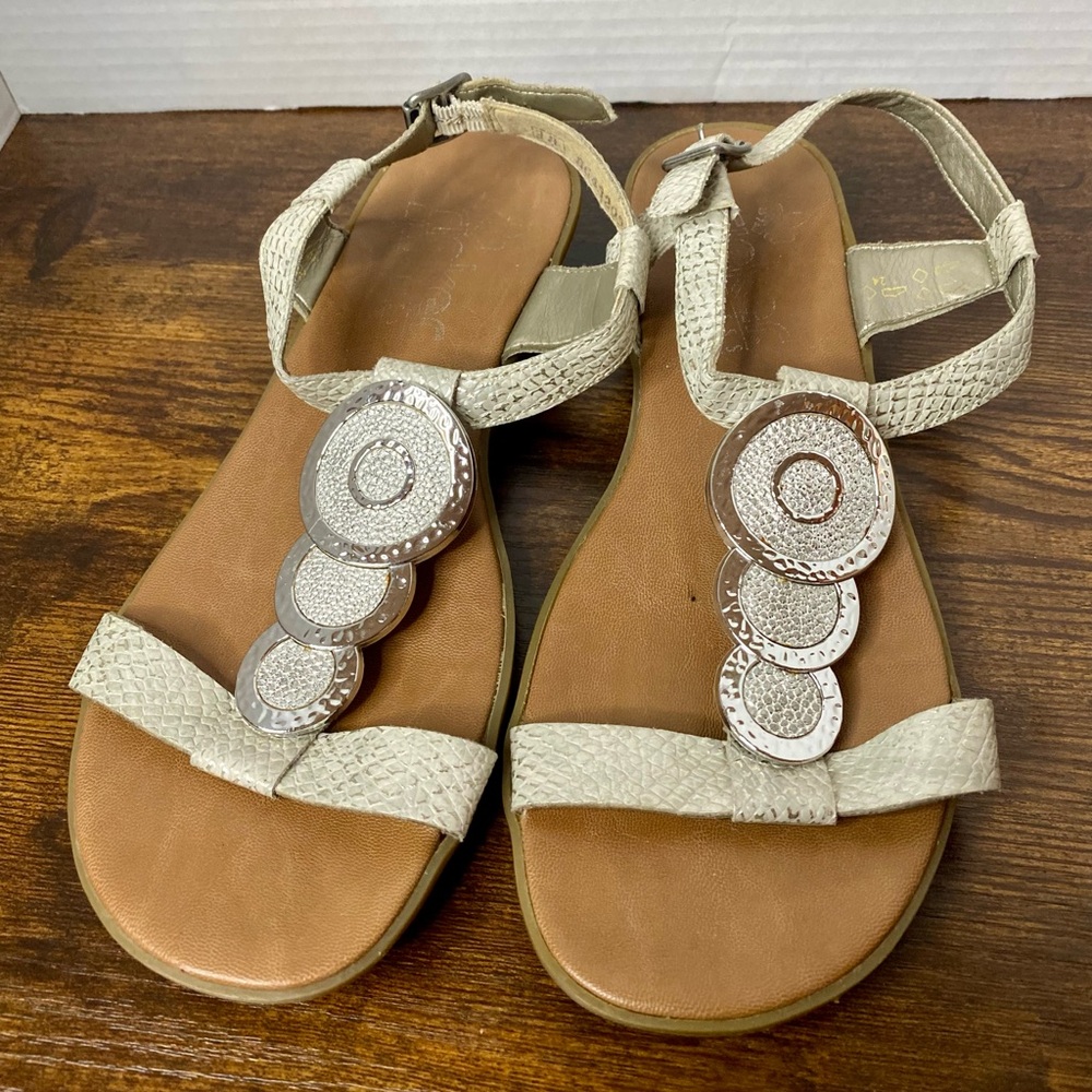 Rieker Sandals Faux Leather Snake White and Sliver Size EU38 US 7.5